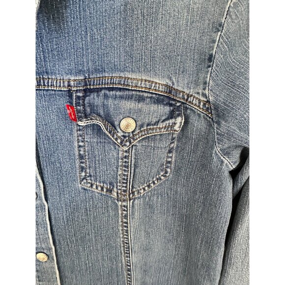 Vintage Levis Womens Western Large Denim Button-Down Long Sleeve Shirt Dress EUC - Picture 7 of 9